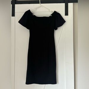 Black off the shoulder mini dress
